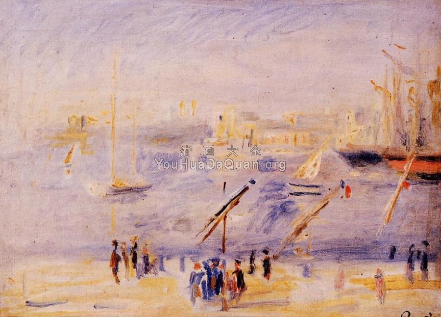 The Old Port of Marseille, People and Boats - 皮埃尔·奥古斯特·雷诺阿